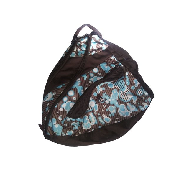 Adidas Load Spring Backpack Brown Blue Bubbles Zip Pocket Sling Backpack - Picture 2 of 11